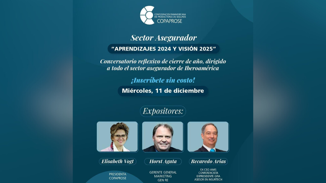 COPAPROSE cierra el año con un evento único que reúne a líderes destacados del sector asegurador para reflexionar sobre los aprendizajes de este año. Fecha: 11 de Diciembre.