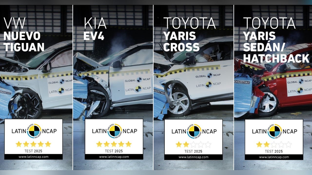 Máxima seguridad para Kia EV4 y Volkswagen Nuevo Tiguan, mientras que Toyota decepciona con solo dos estrellas para Yaris Cross y Yaris Sedán/Hatchback.