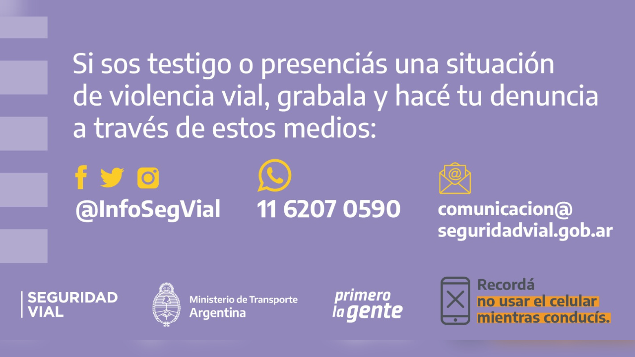 La ANSV junto al Ministerio de Transporte de Buenos Aires y al municipio de Quilmes, suspendieron la licencia de conducir de un adulto que permitió que un niño viajara en su falda...