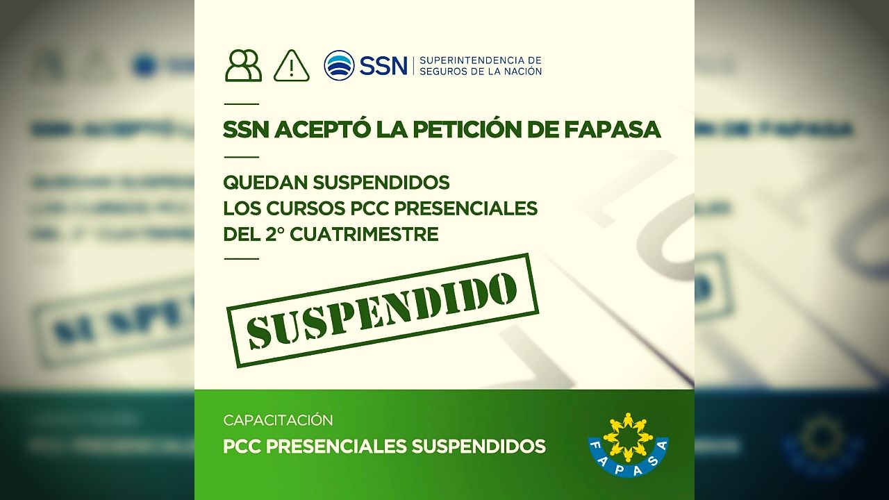 Programa de Capacitación Continuada 2020 para Productores Asesores de Seguros.
Suspensión de las actividades presenciales del segundo cuatrimestre