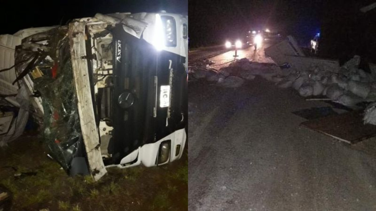 Tres personas robaron un camión en Misiones. Se grabaron tomando cerveza mientras manejaban. Chocaron contra otro camión y volcaron. Quedaron detenidos.