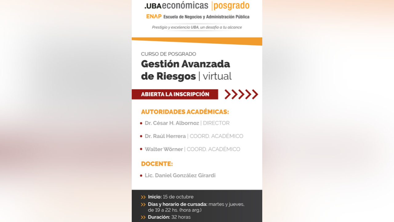 Con una duración total de 32 horas se desarrollará, a partir del 15 de octubre, los días martes y jueves, de 19 a 22 hs. bajo modalidad virtual.