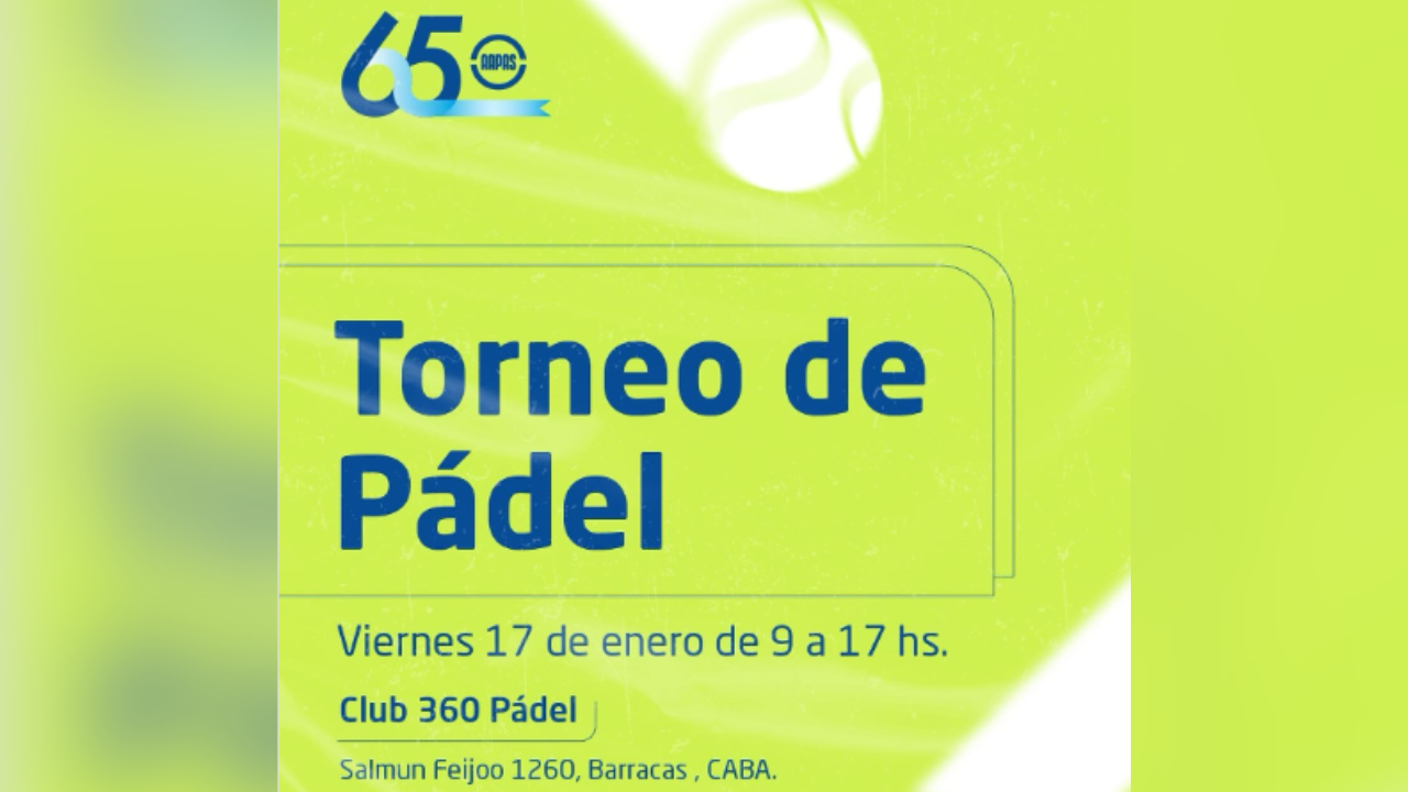 Fecha: Viernes 17 de Enero. Hora: De 9 a 17 hs. Lugar: Club 360 Pádel, Barracas, CABA. Modalidad: Cancha libre. Importantes premios.