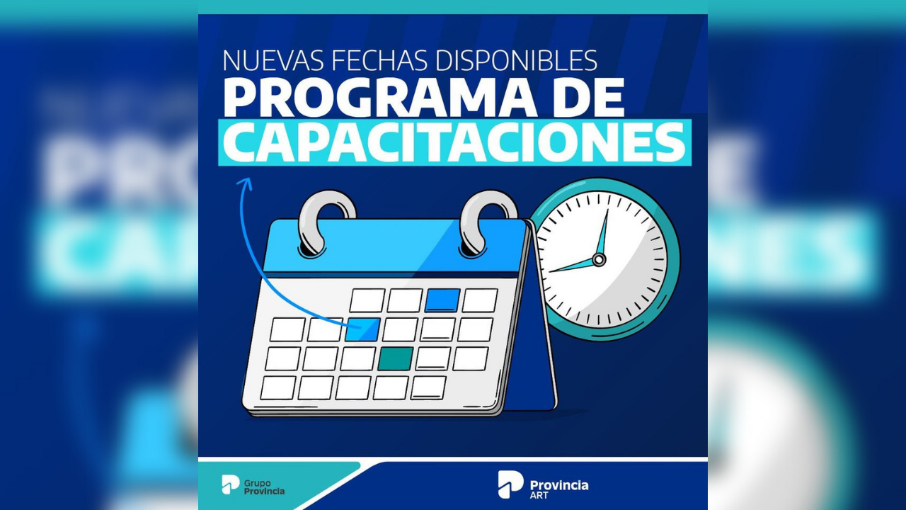 Provincia ART, la aseguradora de riesgos de Grupo Provincia, confirmó su cronograma de capacitaciones para el quinto mes del año...