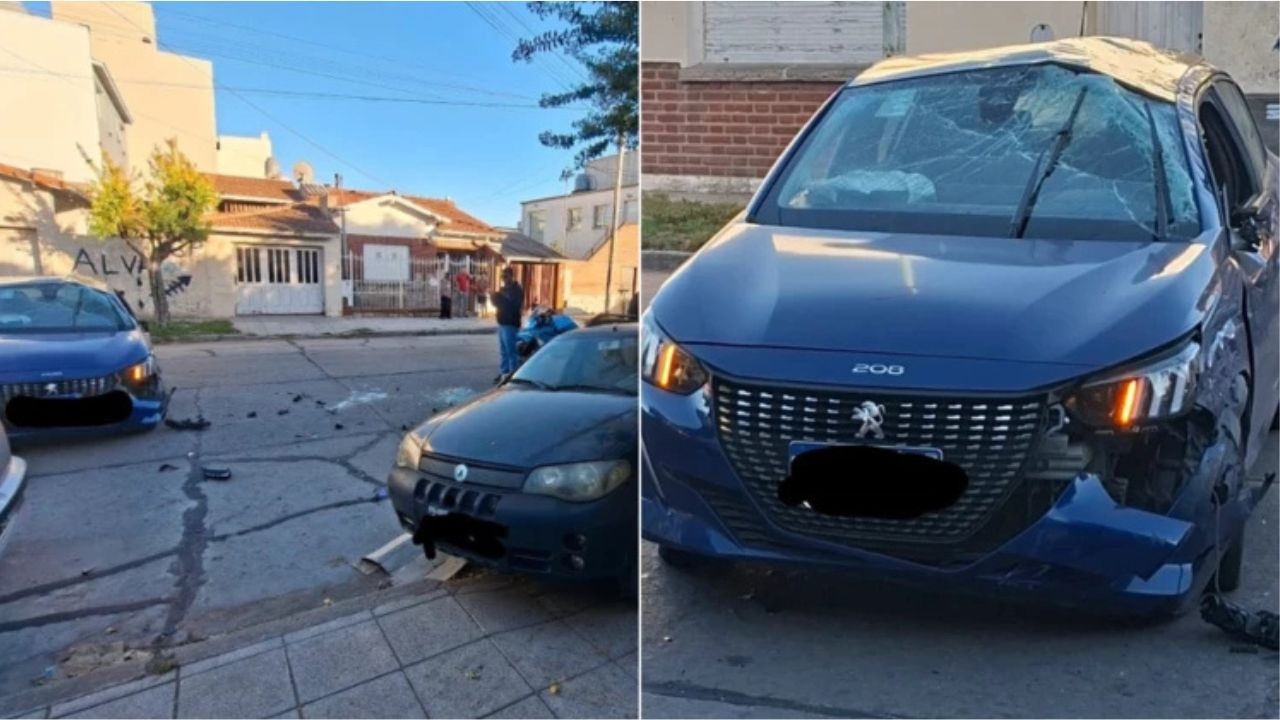 El auto impactó a gran velocidad, lo que provocó que diera dos vueltas en el aire.